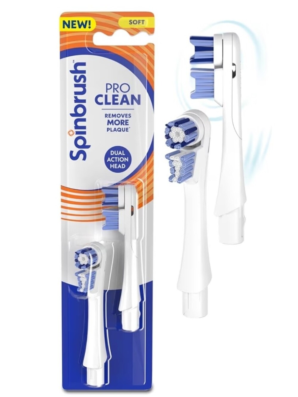 🚨5/$25Spinbrush New Pro Clean Replacement Toothbrush Heads - Soft Bristles